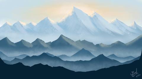 Blue mountains illustration