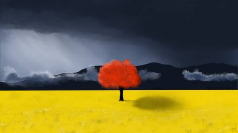 Yellow fields illustration